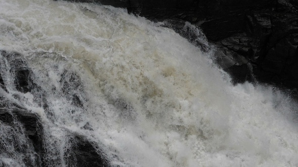 Heavy White Water Rapids. Water falls. Mountain river.