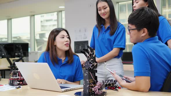 Startup student team meeting and development robotic