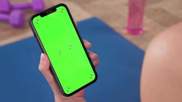 Green Screen Smartphone Close Up Smartphone in Hand Looks Green Isolate Display