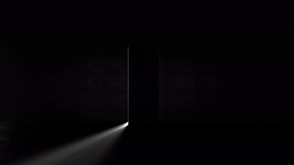 Door opens and a bright light flooding a dark room