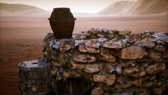 Old Stone Water Well in the Desert