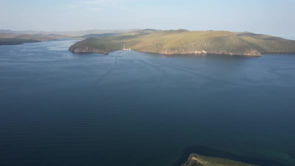 A Ferry From the East Coast to Olkhon Island Khuzhir at Sunrise