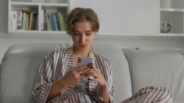 Woman Enjoy Online Communication in Morning