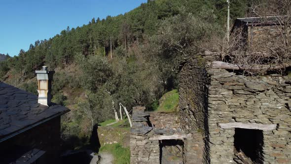 The beautiful village of Piódão in Portugal, with houses made of shale stone