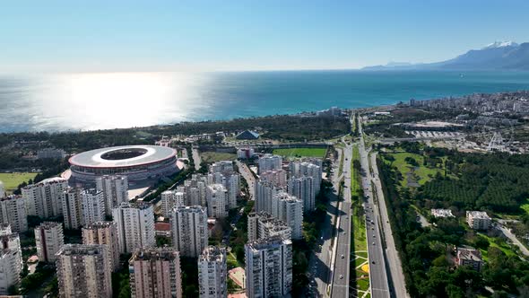 Football Stadium Aerial View Turkey Antalya 4 K