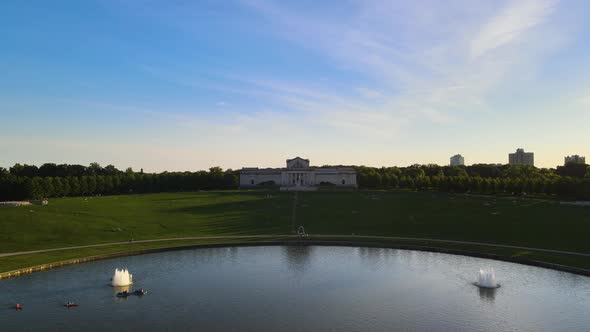 Prestigious American College of Washington University in Missouri Midwest. Aerial Drone view