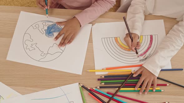 Coloring Rainbow and Earth Pictures
