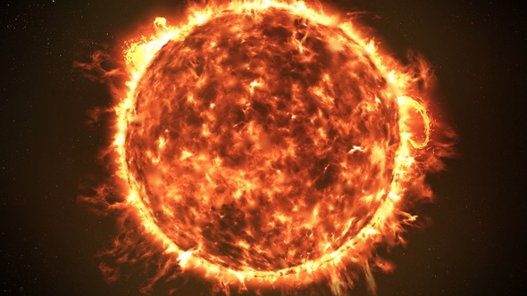 The Sun with Large Solar explosions, Realistic Red Planet