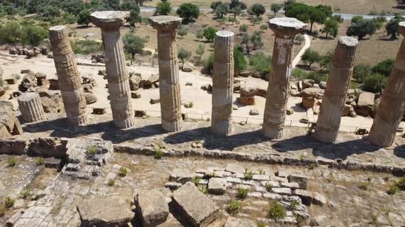 Temple Of Juno - Historic Columns Of The Temple Of Hera Lacinia In The Valley Of The Temples In Agri