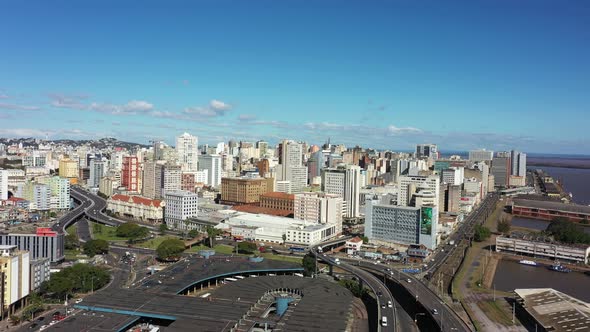 Porto Alegre Brazil. Brazilian city skyline landmark. Buildings at downtown city