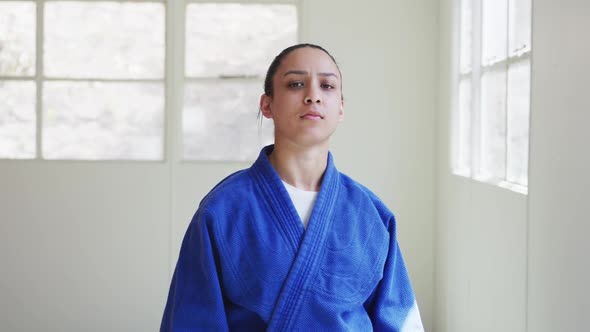 Judoka looking at the camera