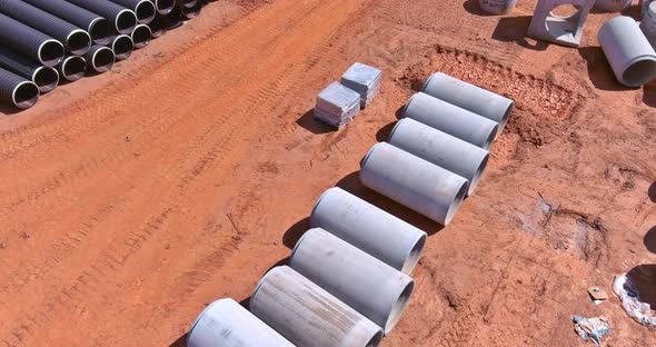 Large Cement Sewage Pipes for Industrial Buildings are Made Out of Concrete Pipes to Construct