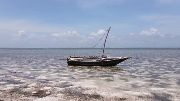 Ocean at Low Tide Near the Coast of Zanzibar Island Tanzania Slow Motion