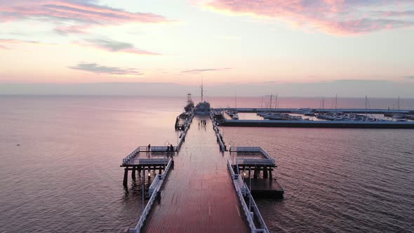 Empty Pier During Sunset