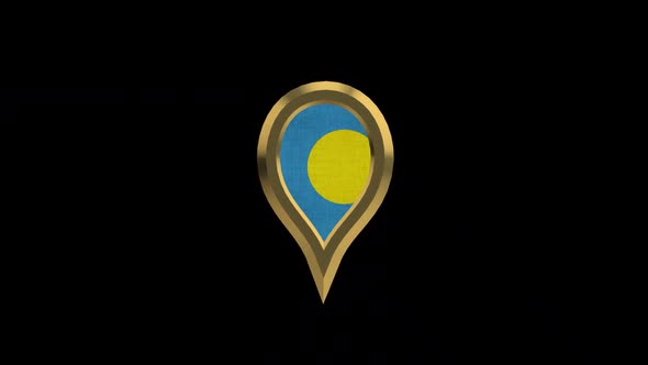 Palau 3D Rotating Location Gold Pin Icon
