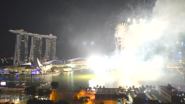 Beautiful colorful firework at Singapore city