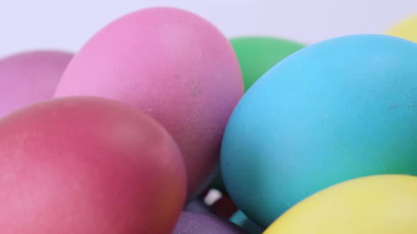 Background of Rotating Easter Colorful Chicken Eggs