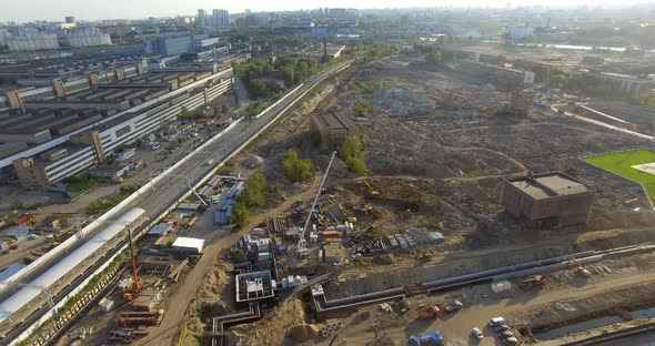 An Aerial View of a Huge Construction Site Close To the Industrial Area