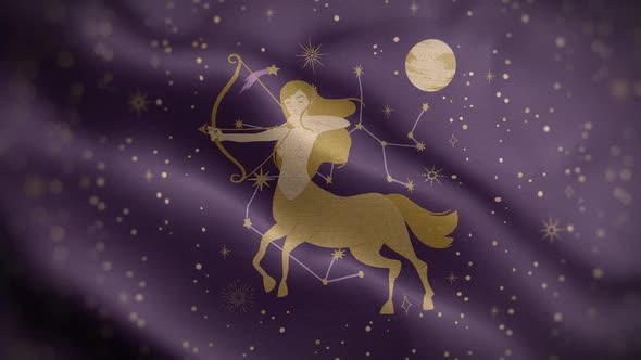 Sagittarius Zodiac Horoscope Video Flag Textured Background Front HD