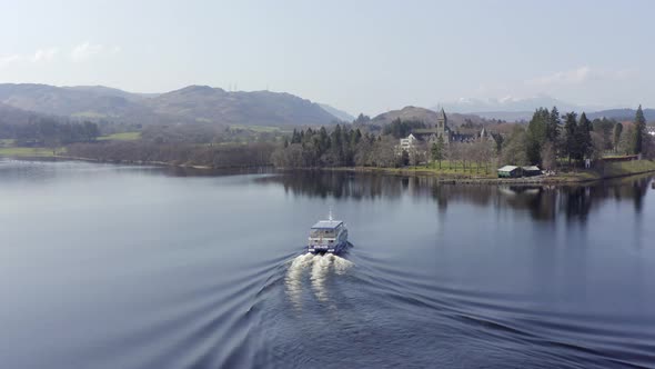 Nessie Tour Boat on Loch Ness Near Fort Augustus in Scotland