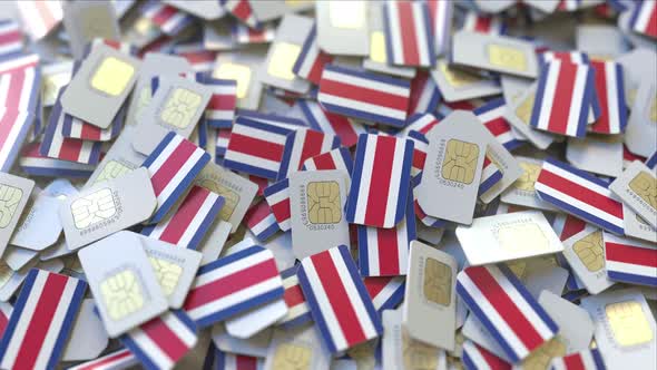 Multiple SIM Cards with Flag of Costa Rica