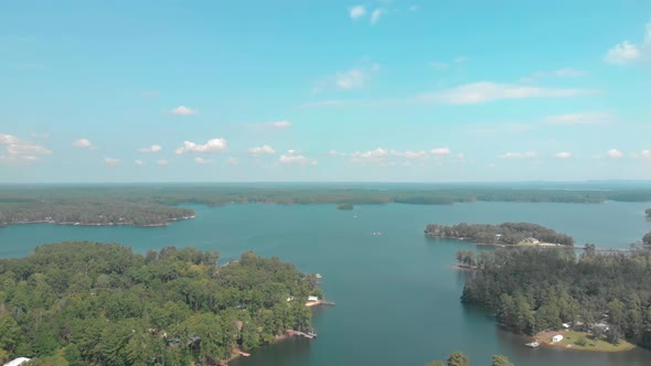 Aerial footage of Lake Murray in South Carolina.