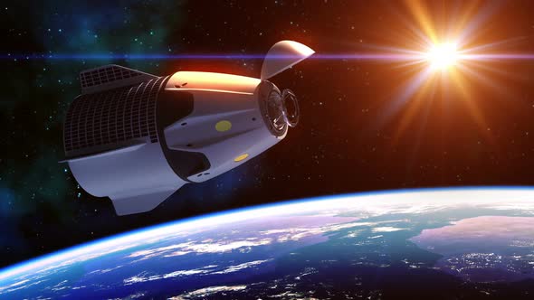Commercial Spacecraft And Red Sun alt