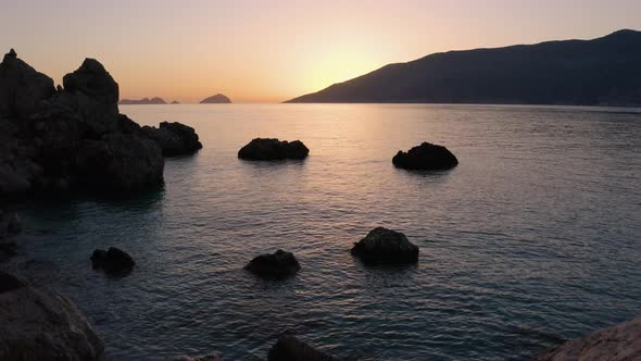 Rocky Tropical Coast at Sunset