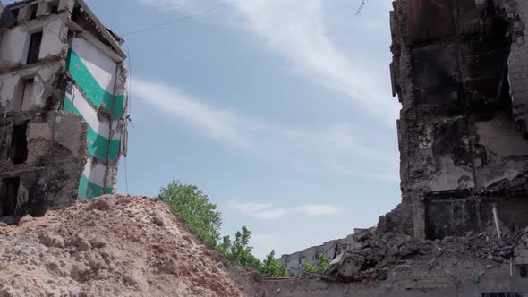 Borodyanka Ukraine  a Destroyed Building During the War Bucha District