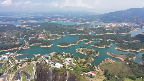 The Rock Piedra Del Penol Colombia Aerial Panorama View