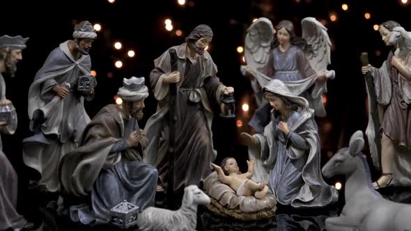 Jesus Christ Nativity Scene with Atmospheric Lights