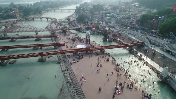 City of Haridwar state of Uttarakhand in India seen from the sky