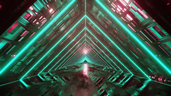 HD Flight in abstract sci-fi tunnel seamless loop. Futuristic motion graphics, high te