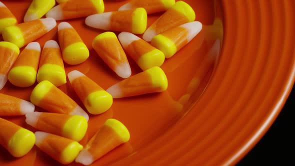 Rotating shot of Halloween candy corn - CANDY CORN 008