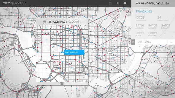 Futuristic Gps Searching System Tracks Public Transport On A Digital City Map alt