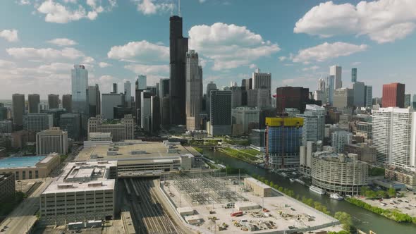 Beautiful Chicago Downtown Skyline Background