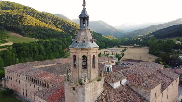 Aerial View of Famous Monastery of Yuso in San Millan De La Cogolla La Rioja Spain