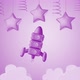 3d Cartoon Toy Rocket And Stars Purple Kids Background - VideoHive Item for Sale