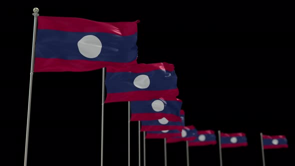 Laos Row Of Flags Animation Include Alpha Channel alt