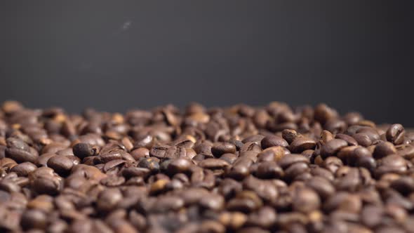 Closeup Roasted Coffee Seeds Background