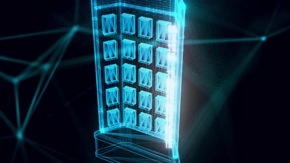 Market Stand Cards Hologram Close Up 4K alt