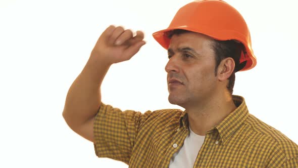 Professional Contractor Looking Shocked Wearing Hardhat