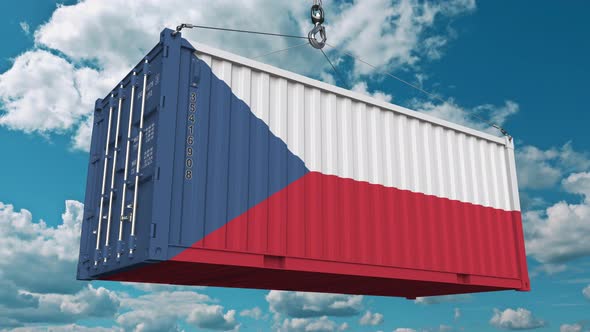 Loading Container with Flag of the Czech Rebublic