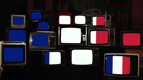 The flag of France on Retro TVs.