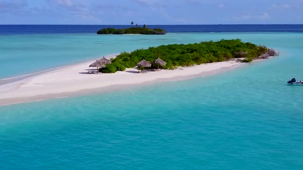 Aerial view scenery of tropical coastline beach wildlife by blue lagoon with sand background