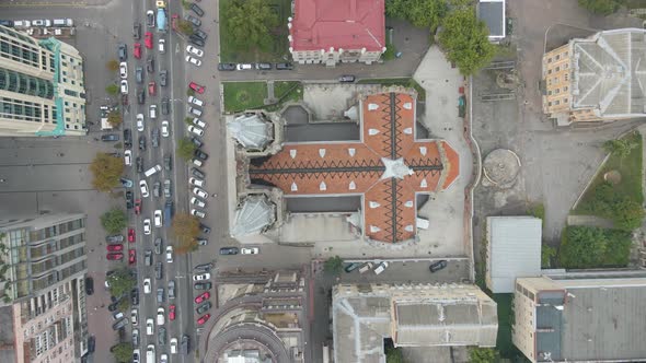 Top View of an Amazing Church in Kyiv Saint Nicholas Gothic Architecture