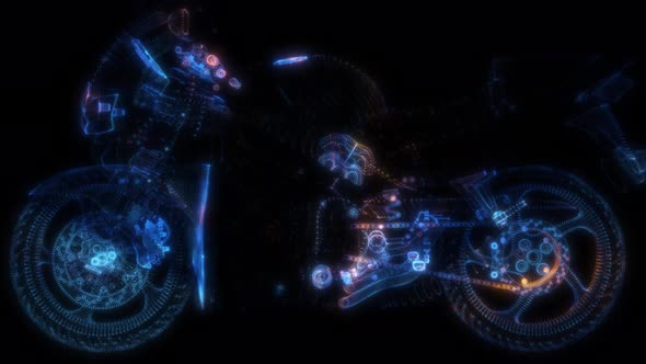 Abstract Motorcycle Consisting of Glow Points and Lines alt