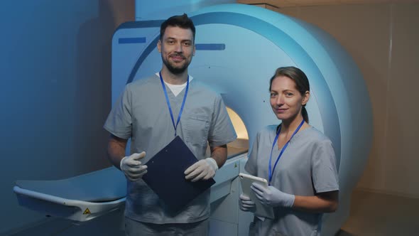 Portrait of Radiologists with MRI Machine