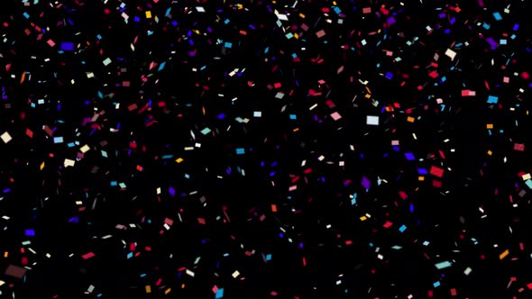 Colorful Confetti Falling Down Over Black Background