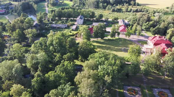 Dikli Palace and Park. Old Manor at City Valmiera, Latvia. 
